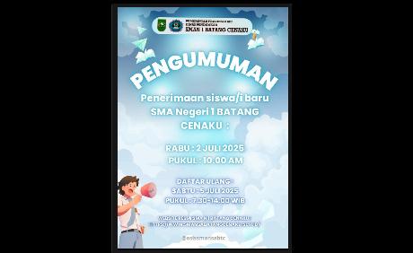 Pengumuman Hasil Sistem Penerimaan Murid Baru (SPMB) SMAN 1 Batang Cenaku TP 2025/2026